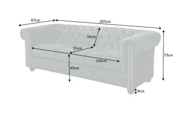 3-zits bankstel petrol fluweel 205 cm