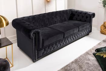 3-zits bankstel zwart fluweel 205 cm