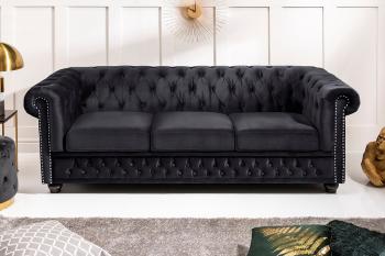 3-zits bankstel zwart fluweel 205 cm