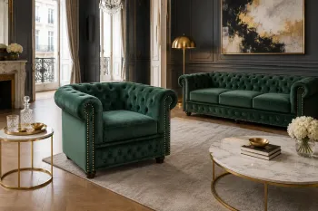Fauteuil chesterfield groen emerald