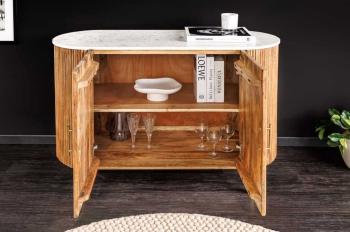 Dressoir mangohout 102 cm met marmer bovenpaneel