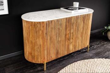 Dressoir mangohout 102 cm met marmer bovenpaneel