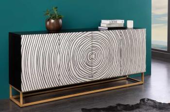 dressoir circle mangohout wit zwart 177 cm