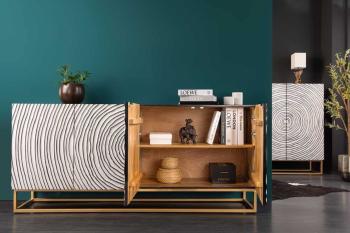 dressoir circle mangohout wit zwart 177 cm