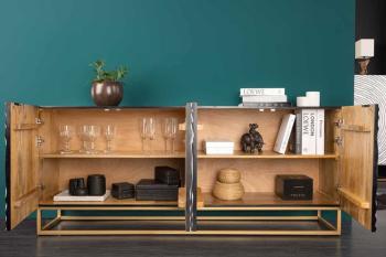 dressoir circle mangohout wit zwart 177 cm