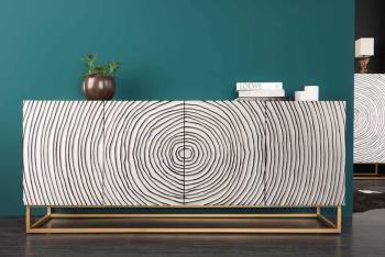 dressoir circle mangohout wit zwart 177 cm