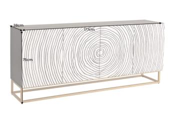 dressoir circle mangohout wit zwart 177 cm