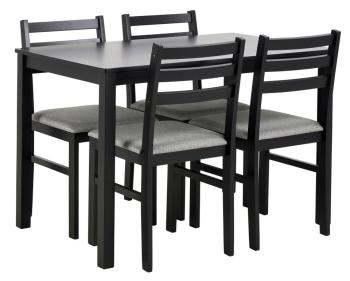 set eettafel zwart 110 cm & 4 stoelen zwart grijs