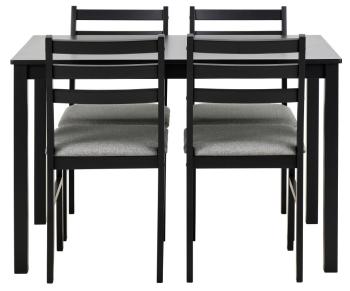 set eettafel zwart 110 cm & 4 stoelen zwart grijs