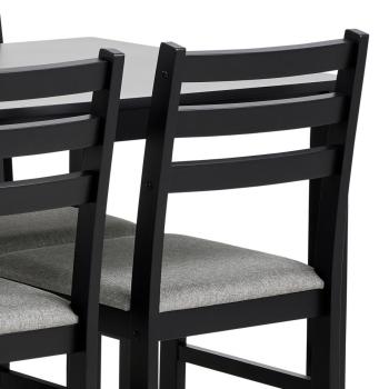 set eettafel zwart 110 cm & 4 stoelen zwart grijs