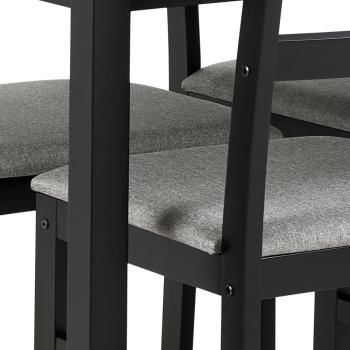 set eettafel zwart 110 cm & 4 stoelen zwart grijs