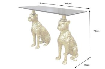 Sidetable panther goud met zwart marmer 106 cm