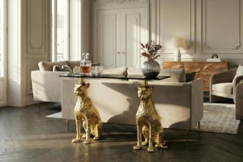 Sidetable panther goud met zwart marmer 106 cm