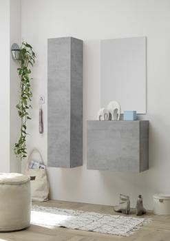 Halmeubel zwevend grijs met spiegel