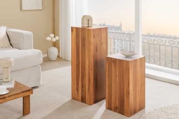 Decoratie zuil acaciahout bruin 75 cm
