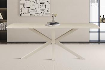 Ovale eettafel beige keramiek 180 cm