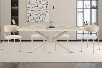 Ovale eettafel beige keramiek 180 cm