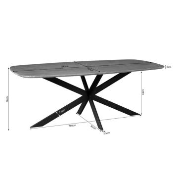 Deens ovale zwarte tafel mangohout 240 cm
