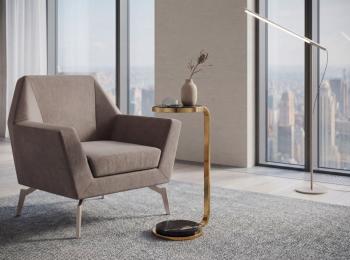 Hoge design bijzettafel goud met zwart