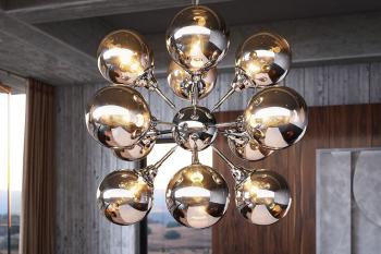 Design hanglamp zilver 12 glasbollen