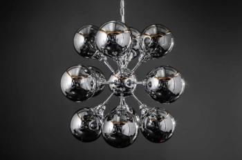 Design hanglamp zilver 12 glasbollen