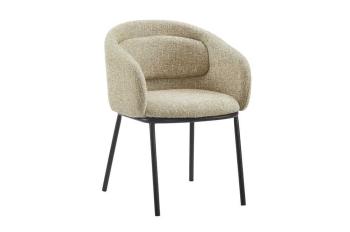 Eetkamerstoel beige structuurstof met armleuningen
