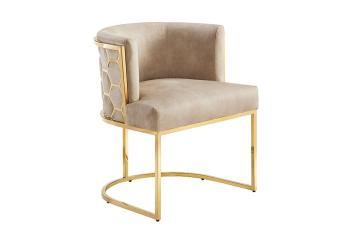 design stoel beige fluweel gouden frame