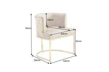 design stoel beige fluweel gouden frame