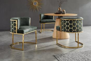 design stoel groen fluweel gouden frame