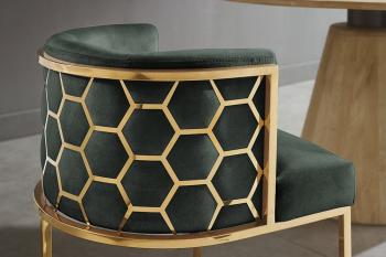 design stoel groen fluweel gouden frame