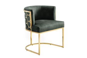 design stoel groen fluweel gouden frame