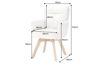 luxe draaibare eetkamerstoel beige met houten poten