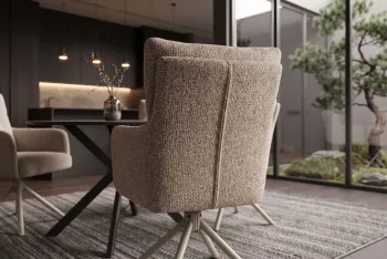Beige draaibare eetkamerstoel met beige metalen poten