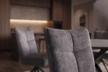 draaibare eetkamerstoel grijs velvet