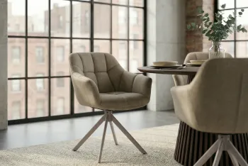 Draaibare velvet eetkamerstoel beige velvet