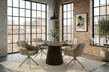 Draaibare velvet eetkamerstoel beige velvet