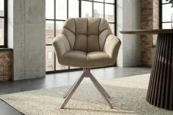 Draaibare velvet eetkamerstoel beige velvet