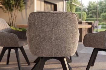 draaibare eetkamerstoel taupe met zwarte houten poten