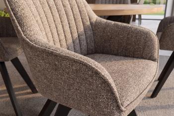 draaibare eetkamerstoel taupe met zwarte houten poten