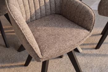 draaibare eetkamerstoel taupe met zwarte houten poten