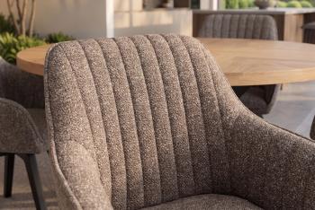 draaibare eetkamerstoel taupe met zwarte houten poten