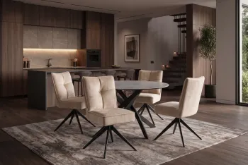 draaibare eetkamerstoelen beige velvet