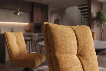 eetkamerstoel geel velvet draaibaar