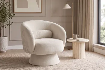 Draaibare fauteuil beige chenille stof