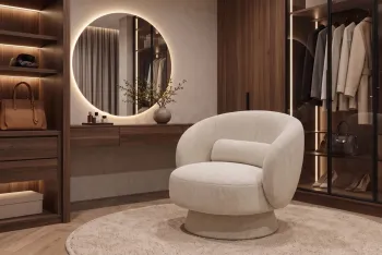 Draaibare fauteuil beige chenille stof