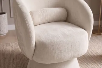 Draaibare fauteuil beige chenille stof