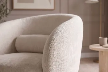 Draaibare fauteuil beige chenille stof