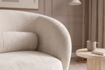 Draaibare fauteuil beige chenille stof