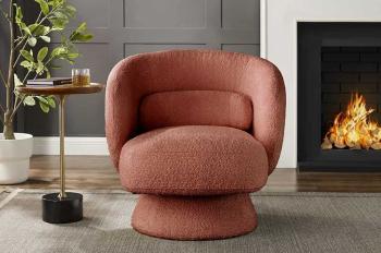 Draaibare fauteuil bouclé roestbruin