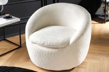 draaibare fauteuil wit bouclé